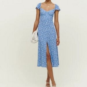 Reformation Blue Floral Midi Dress
